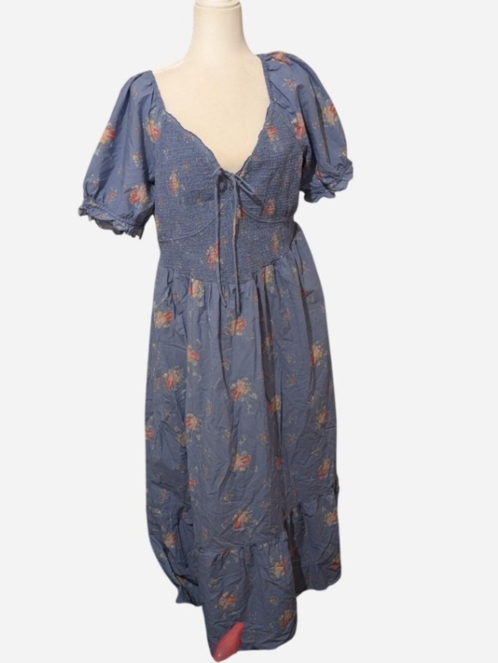 Universal Thread Blue Floral Puff-Sleeve Maxi Dress - Picture 1 of 9